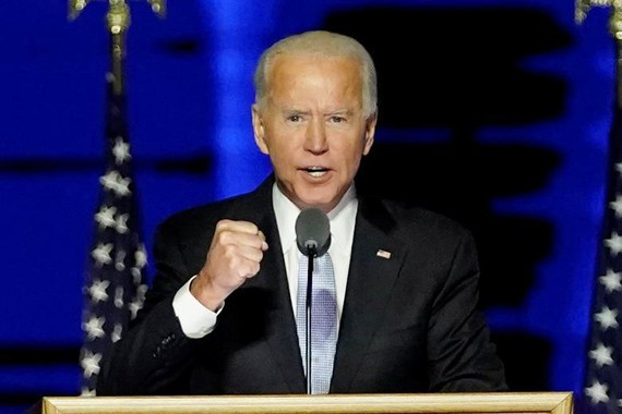 Chính trị gia Joe Biden, người được truyền thông Mỹ đưa tin giành chiến thắng trong cuộc bầu cử tổng thống 2020, tuyên bố ông sẽ nhậm chức vào ngày 20/1/2021, dù Tổng thống đương nhiệm Donald Trump chưa nhận thua. Ảnh: Reuters.