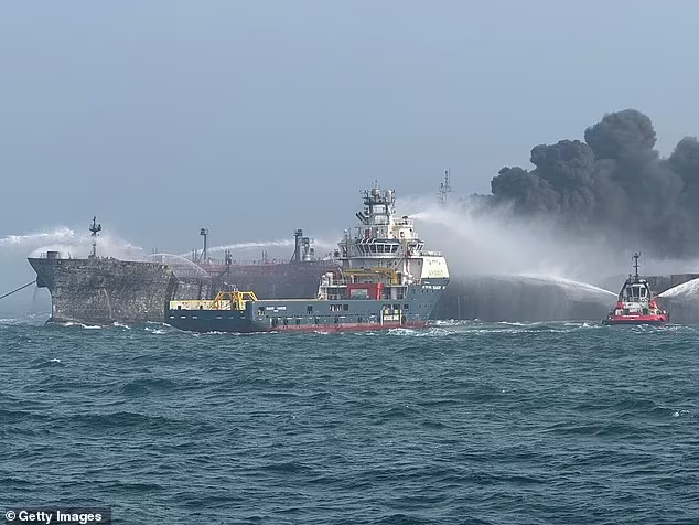 Theo báo cáo từ nhà cung cấp dữ liệu hàng hải Lloyd's List Intelligence, tàu chở hàng này chở 15 container chứa đầy natri xyanua. Ảnh: Getty.