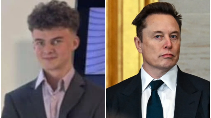 Một nguồn tin thân cận với Edward Coristine nói với tờ The Huntington News rằng Edward Coristine luôn coi tỷ phú Elon Musk (phải) là "thần tượng". Ảnh: Reddit.