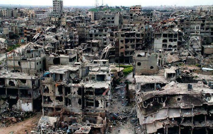 Những tòa nhà ở Syria bị phá hủy trong các cuộc giao tranh.