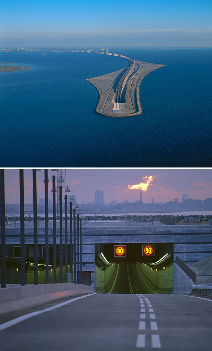 Đường hầm cầu Øresund, nối Thụy Điển với Đan Mạch.