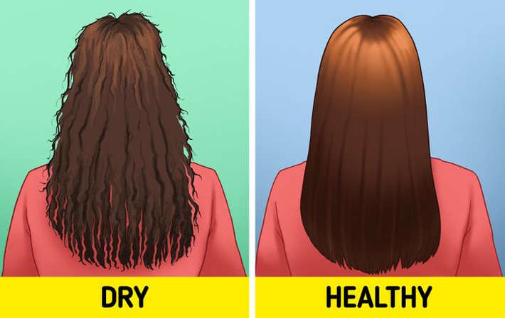 Tóc của bạn có thể khô xơ hơn: Tóc khô hoặc xoăn là một dấu hiệu khác cho thấy bạn đang gội đầu quá thường xuyên. Hầu hết các loại dầu gội đầu đều có chứa hợp chất hóa học gọi là sulfate, giúp loại bỏ dầu và gàu ở mái tóc. Do vậy, tóc của bạn trong bóng bẩy ngay lúc đó, song về lâu dài sẽ gây hại cho tóc. Ảnh: BS.