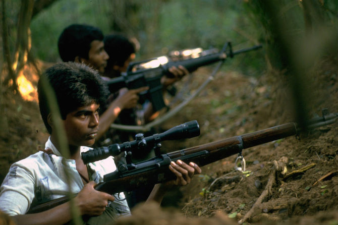 Lực lượng du kích Con Hổ giải phóng Tamil ở Sri Lanka trong bức ảnh chụp ngày 1/2/1986.