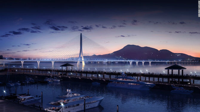 Cầu Danjiang ở Đài Bắc, Đài Loan (Trung Quốc) do Zaha Hadid Architects thiết kế sẽ trở thành cầu dây văng một cột trụ dài nhất thế giới.