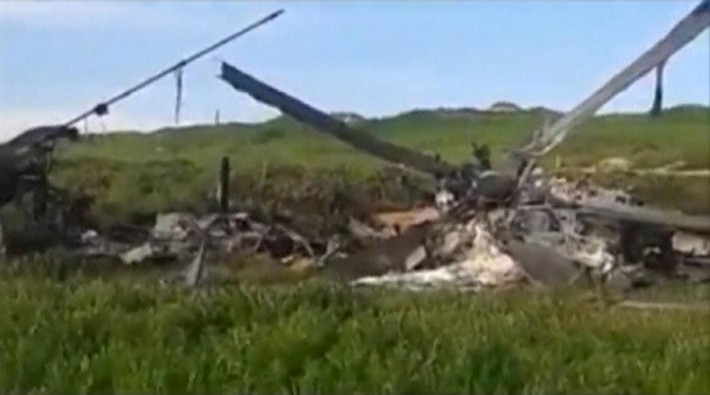Chiếc trực thăng Mi-24 của Azerbaijan bị bắn hạ tại Nagorno-Karabakh trong bối cảnh cuộc xung đột quân sự Armenia-Azerbaijan bùng phát tại khu vực này ngày 2/4.