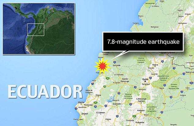 Trận động đất ở Ecuador xảy ra vào lúc 20h ngày 16/4 (khoảng 8h sáng 17/4 theo giờ Hà Nội).