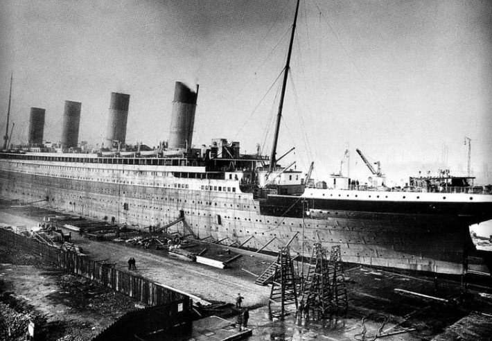 Hình ảnh tàu Titanic đang trong quá trình xây dựng. Ảnh: ATI.