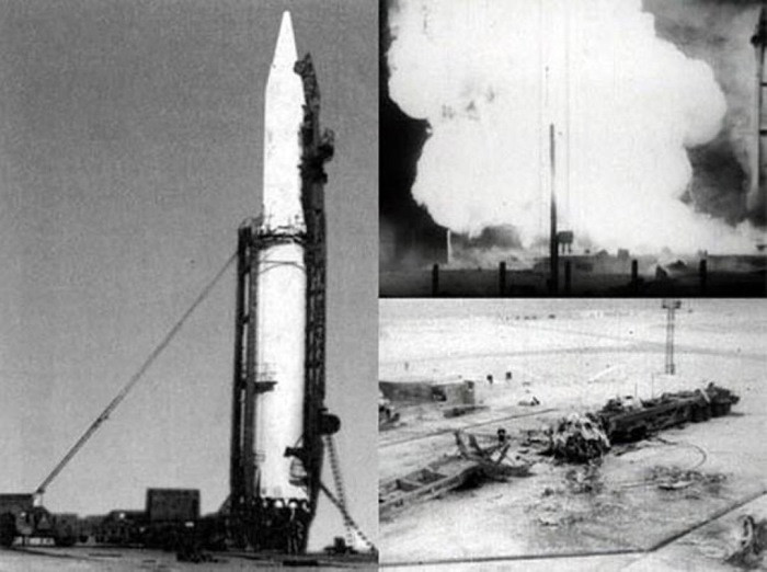 Hồi tháng 10/1960, quả tên lửa đạn đạo R-16 đã phát nổ tại Sân bay vũ trụ Baykonur trong quá trình chuẩn bị cho vụ phóng thử. Ảnh: ER.
