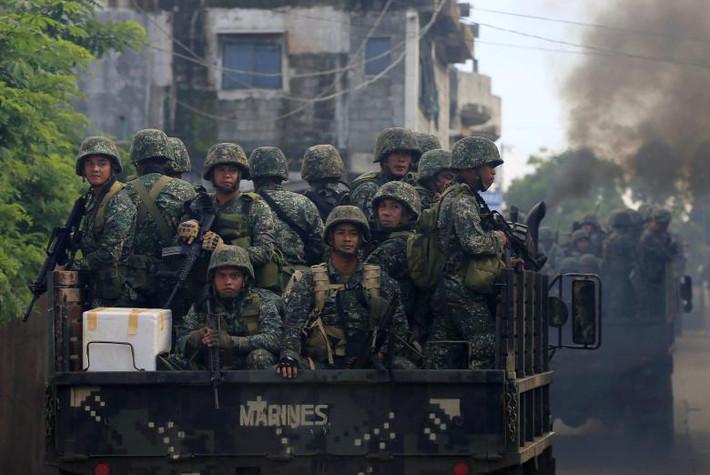 Các binh sĩ Philippines tham gia chiến dịch giải phóng thành phố Marawi.
