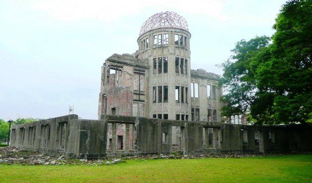 Tàn tích của tòa nhà Triển lãm Thương mại Hiroshima, hiện là một phần trong Khu tưởng niệm Hòa bình Hiroshima, đã được công nhận là Di sản thế giới vào năm 1996. Ảnh: L25.