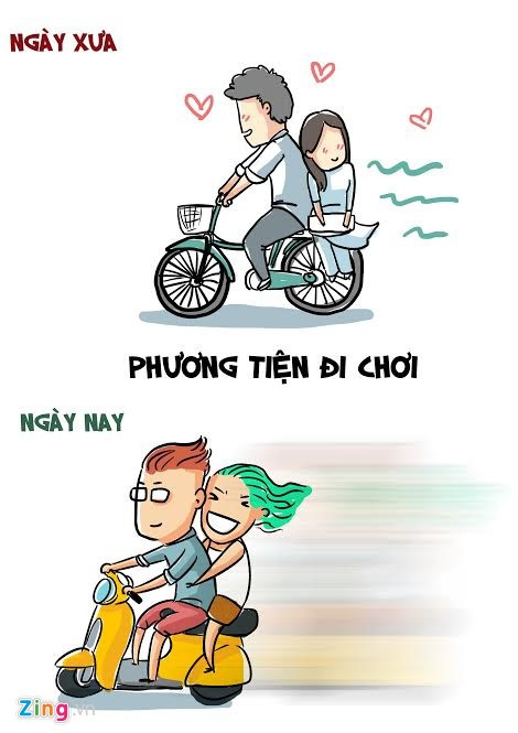 Tình yêu thời học trò trước đây là những giỏ xe chở đầy hoa phượng đỏ. Còn ngày nay, các cô gái được đưa đón trên xe máy, ôtô.