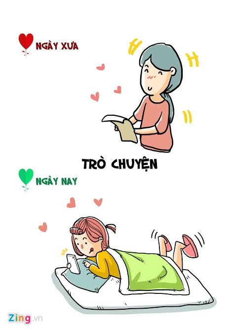 Qua rồi thời nói chuyện yêu đương qua những lá thư tay, giới trẻ giờ đây chỉ cần ngồi một chỗ với chiếc điện thoại là có thể tha hồ tâm tình, gửi hình ảnh cho nhau.