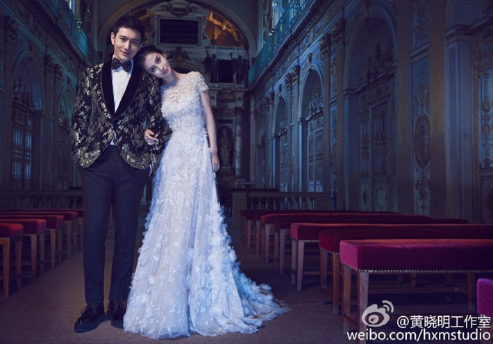 Ảnh đám cưới của Huỳnh Hiểu Minh và Angela Baby đẹp như mơ.