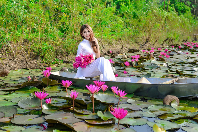 Và người trồng hoa súng sẽ thu 50.000 đồng/chuyến khi khách có nhu cầu đến tham quan, chụp ảnh.