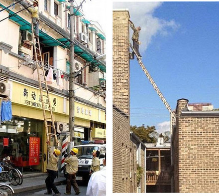 Những cách sử dụng thang không giống ai.