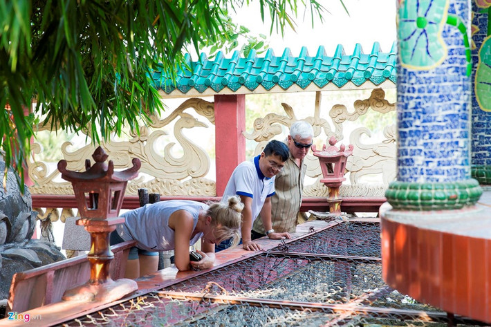 Hồ nước thả rùa ở sân trước.