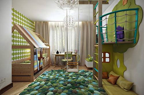 Vật liệu gỗ với kiểu dáng hiện đại thường có nhiều không gian lưu trữ bên dưới là xu hướng thiết kế giường ngủ cho trẻ phổ biến. Chiếc giường có kèm gác xép sẽ giúp trẻ có nhiều không gian để vui chơi trong phòng.