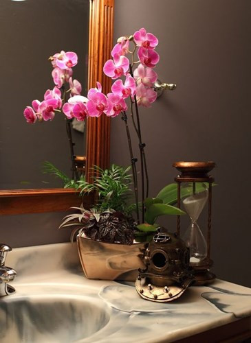 Hoa lan Hoa lan là một trong những loài ho mang vẻ đẹp tinh tế. Không chỉ làm cảnh, dùng để trang trí nhà rất tuyệt vời, bạn có thể đặt những cây hoa lan trong nhà tắm để cải thiện không gian và không khí ở chốn riêng tư này. Hoa lan nở bền kéo dài cả tháng, có thể tươi lâu dù được đặt ở bất kì vị trí nào. Vào những ngày mùa đông, thời tiết u ám, những cây hoa lan khoe sắc sẽ khiến bạn cảm thấy vui vẻ hơn. Hay khi ngâm mình trong bồn tắm, loài cây trồng trong nhà tắm này sẽ giúp bạn thư thái rất nhiều.