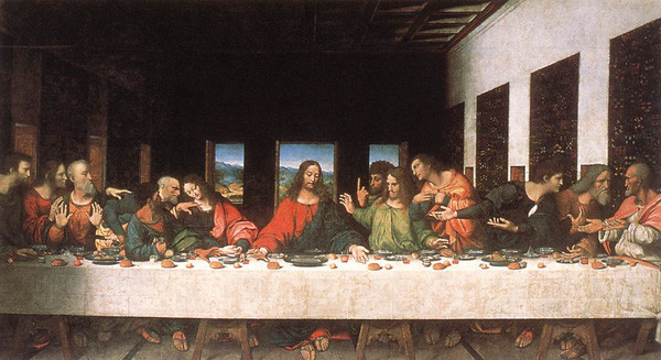 Bữa tiệc ly của Leonardo da Vinci Bức tranh nổi tiếng khắp nơi, Bữa tiệc ly của Leonardo da Vinci với khung cảnh căn phòng tu viện Santa Maria (Milano, Ý) mô tả đêm cuối Chúa Jesus và 12 môn đệ trong bữa ăn trước khi ngài bị môn đệ Judas phản bội, đóng đinh trên cây thập giá. Nếu nhìn kỹ, bạn có thể nhận ra nhân vật Judas được tạo hình giống Chúa Jesus trong bức tranh này.