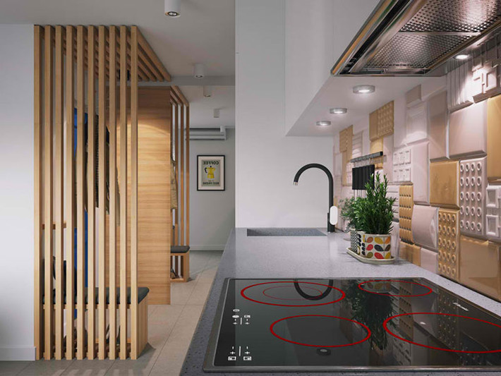 Phòng bếp không quá rộng nhưng đủ để tụ tập một nhóm bạn mở tiệc.