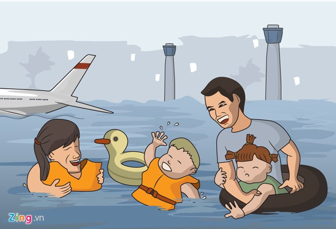 Hoạt động bay ngưng trệ, có ý kiến nói rằng nếu không thể cải thiện hệ thống thoát nước thì sớm xây dựng sân bay Long Thành, đồng thời chi 1.000 tỷ đồng lát gạch men biến Tân Sơn Nhất thành bể bơi miễn phí phục vụ người dân TP.