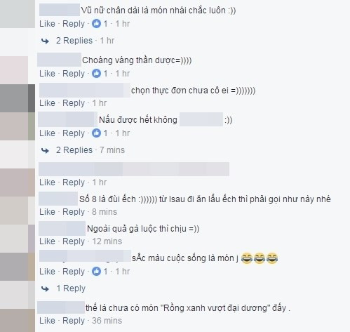 Ngay sau khi hình ảnh được phát tán, đông đảo netizen Việt đã “thử tài” bằng cách “phiên dịch” các món ăn trên ra tên gọi thông thường. Tuy nhiên, dù nhận biết được đa số món ăn trong thực đơn, nhiều người vẫn phải “bó tay” trước các món như “ấm áp ngày đông” hay “tình chàng ý thiếp”,… Ngoài ra, một số ý kiến cho rằng chủ quán khá thông minh khi sáng tạo tên món ăn như vậy, vừa gây tò mò về đồ ăn, vừa tạo được ấn tượng trong trí nhớ của khách hàng.