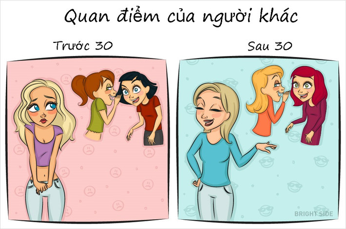 Trong cuộc sống, không ai có thể tránh được những lời bàn tán, dị nghị về mình, dù ở độ tuổi nào. Nhưng trong khi các cô nàng 20 thường xuyên lo lắng, mệt mỏi với suy nghĩ của người khác, phụ nữ tuổi 30 đủ trưởng thành để coi tất cả nhẹ tựa lông hồng.