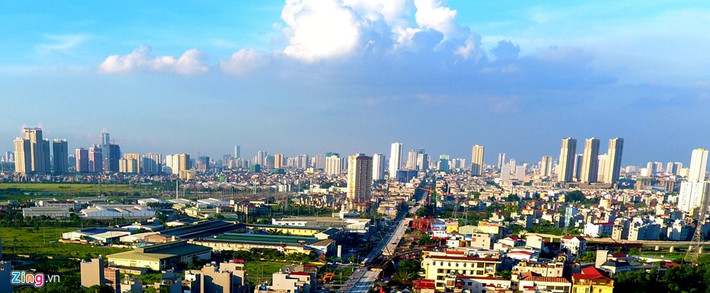 Một khoảng trên cao nhìn từ bến xe Yên Nghĩa, quận Hà Đông về trung tâm thành phố.
