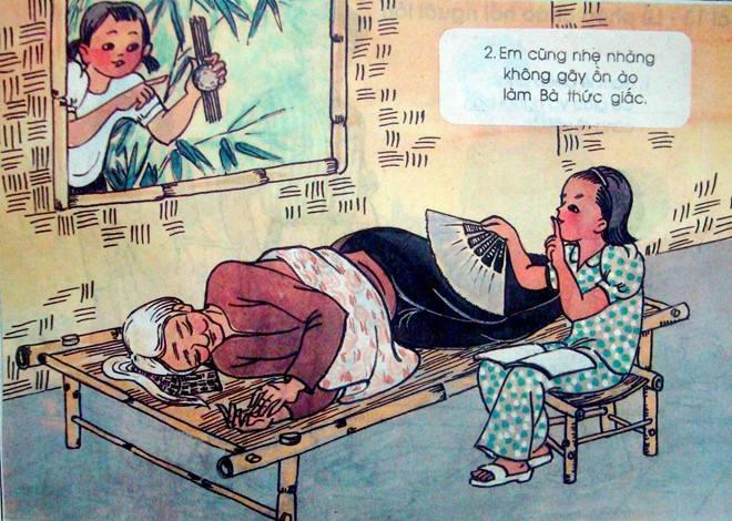 Các nhân vật trong cuốn sách đều mặc những bộ quần áo gắn với thế hệ 8X, đầu 9X, như chiếc quần soóc kaki, áo phông cao cổ, áo sơmi trắng, đeo khăn quàng đỏ, đầu buộc nơ hồng. Cô giáo mặc áo dài, bà nội mặc áo cánh nâu sồng, cả gia đình ăn cơm trên sập gụ... Đây là những hình ảnh khá xa lạ với giới trẻ ngày nay.