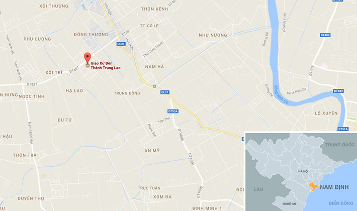 Nhà thờ ở huyện Trực Ninh (Nam Định). Ảnh: Google Maps.