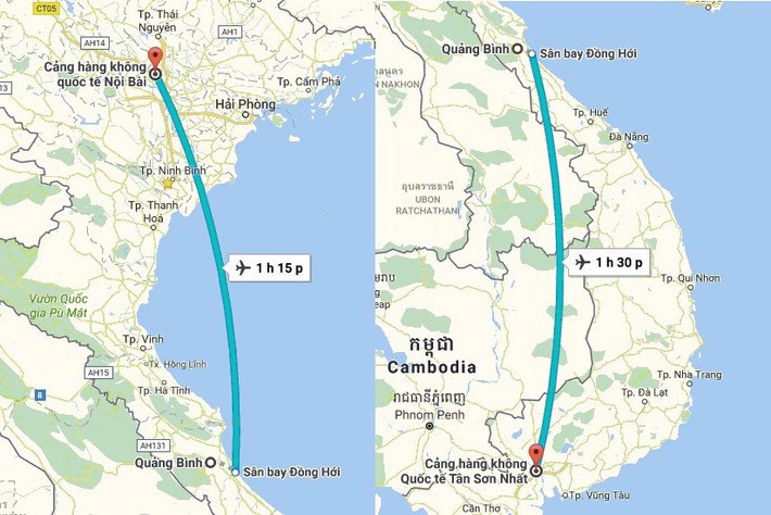Quảng Bình là mảnh đất nằm ở khúc ruột miền Trung. Từ hai đầu tổ quốc tại sân bay Nội Bài và Tân Sơn nhất bạn có thể bay tới sân bay Đồng Hới với chỉ hơn một giờ đồng hồ. Từ đây bạn có thể tới 3 địa điểm là đèo Đá Đẽo, thung lũng Tân Hóa, hồ Yên Phú - phim trường của Kong: Skull Island. Ảnh: Chụp màn hình.