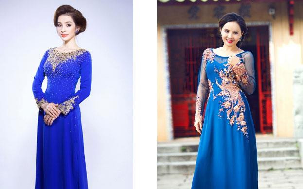 Áo dài làm từ nhung có đặc điểm giữ ấm tốt, thêm vào đó, nhung là chất liệu được nhiều người ưa chuông trong năm nay, vì thế đây là kiểu áo cách tân đặc biệt được yêu thích nhất là trong mùa lễ hội.