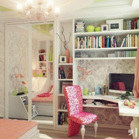 Góc làm việc nữ tính và mềm mại với những tông hồng đẹp mắt.