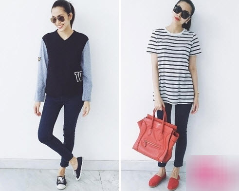 Phong cách thời trang của Tăng Thanh Hà khá giản dị.