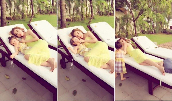 Những khoảnh khắc đùa giỡn thoải mái của Elly và con gái cũng đẹp như trong tranh vậy.