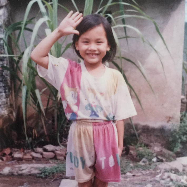 Gương mặt, đặc biệt là nụ cười của Bảo Thanh đáng yêu từ khi còn nhỏ.