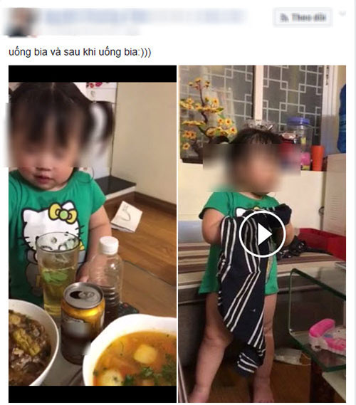 Liên lạc với bà mẹ trẻ Phương Thảo, chủ nhân của đoạn clip và cũng là mẹ ruột bé gái trong clip, Phương Thảo cho biết “Hôm đấy nhà mình ăn cơm và bố bé uống bia. Bé thấy vậy cứ đòi uống, nếu không cho lại khóc ăn vạ. Thấy con đòi quá nên vợ chồng mình mới cho bé nếm thử. Lúc con tự cầm cốc, mình tiện tay quay một đoạn clip ngắn để gửi cho bà ngoại.