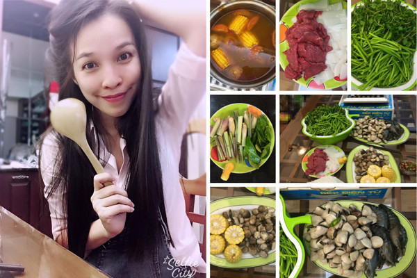 Hiền Thục biểu cảm dễ thương khi vào bếp trổ tài nấu nướng: "Thục can cook. Nấu là phải xuất sắc!".