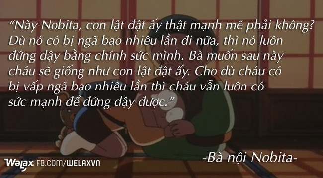 Câu nói dạy dỗ của bà nội với cậu cháu trai Nobita.