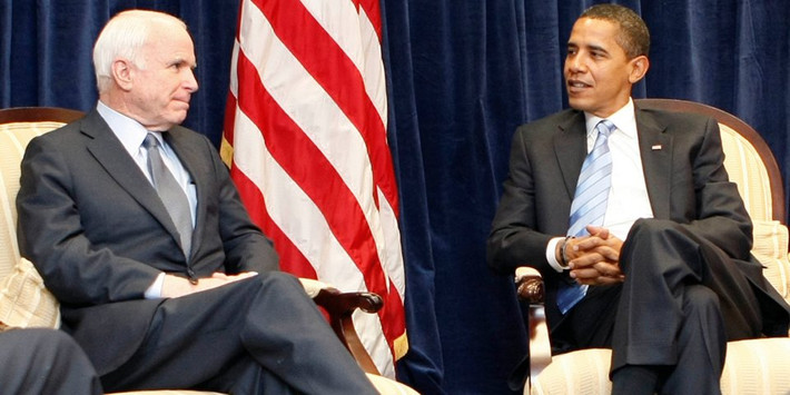 Tuy nhiên, trong cuộc bầu cử ngày 4/11/2008, ứng viên Tổng thống Mỹ Barack Obama của Đảng Dân chủ đã đánh bại ông John McCain để trở thành tổng thống thứ 44 của nước Mỹ. Ảnh: BI.