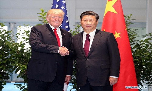 Tổng thống Trump và Chủ tịch Tập Cận Bình gặp lại nhau tại Hội nghị thượng đỉnh G20 tổ chức tại Hamburg, Đức, hồi tháng 7/2017. Ảnh: THX.