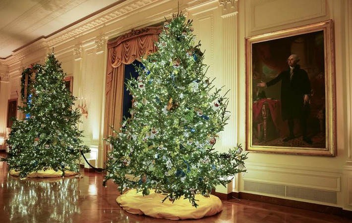 Những cây thông Noel được đặt trong Phòng Đông của Nhà Trắng. Ảnh: Reuters.