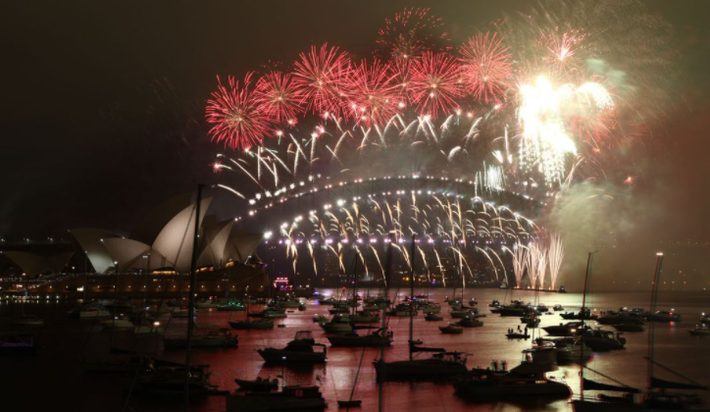 Khu vực Cầu cảng Sydney trong đêm giao thừa. Ảnh: 9News.com.