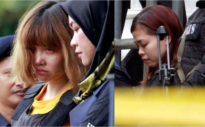 Từ ngày 15-18/2/2017, cảnh sát Malaysia bắt giữ 3 nghi phạm liên quan đến vụ sát hại người được cho là ông Kim Jong-nam là Đoàn Thị Hương (trái), Siti Aisyah (phải, người Indonesia) và Ri Jong Chol (quốc tịch Triều Tiên). Ảnh: AP.