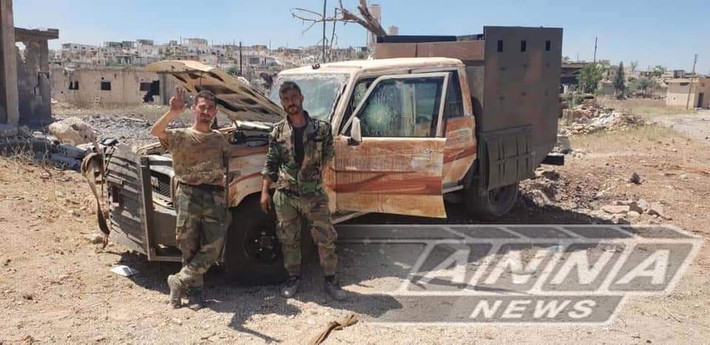 "Khi các binh sĩ Syria tràn vào Kafr Naboudeh, hầu hết các tuyến phòng thủ của phiến quân trong thị trấn này đã bị phá hủy hoặc hư hại nặng", AMN đưa tin. Ảnh: ANNA.