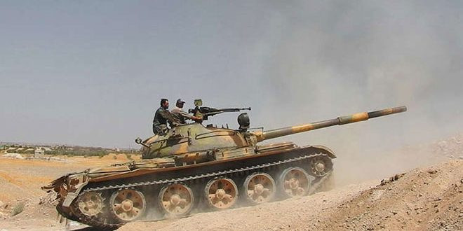"Sau trận chiến khốc liệt ngày 19/5, lực lượng do Ankara hậu thuẫn cuối cùng cũng bị quân chính phủ Syria và đồng minh đánh bại", AMN đưa tin. Ảnh: SANA.