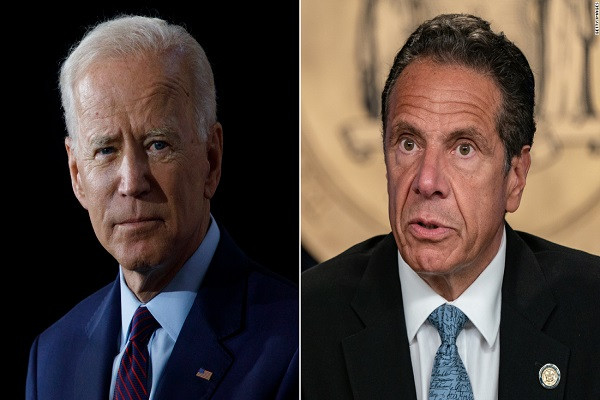 Sau báo cáo này, Tổng thống Mỹ Joe Biden (trái) đã kêu gọi ông Andrew Cuomo từ chức. "Tôi nghĩ ông Cuomo nên từ chức. Tôi hiểu rằng cơ quan lập pháp tiểu bang có thể quyết định luận tội ông ấy", nhà lãnh đạo Mỹ nói. Ảnh: CNN.