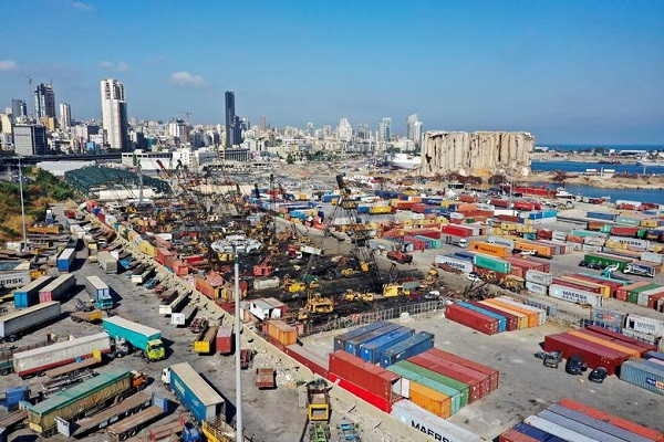 Cảng Beirut nhìn từ trên cao ngày 2/8/2021, gần một năm sau khi xảy ra vụ nổ kinh hoàng.