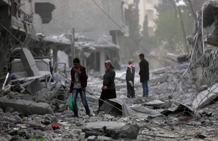 Những tòa nhà bị phá hủy trong các cuộc giao tranh tại Afrin.