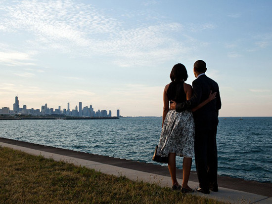 Hai người cùng nhìn về quê hương Chicago vào tháng 6/2012.
